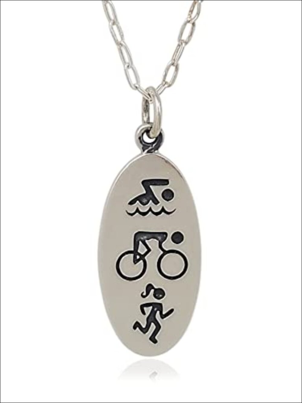 Triathlon Swim Bike Run 925 Sterling Silver Charm Necklace Women 18"